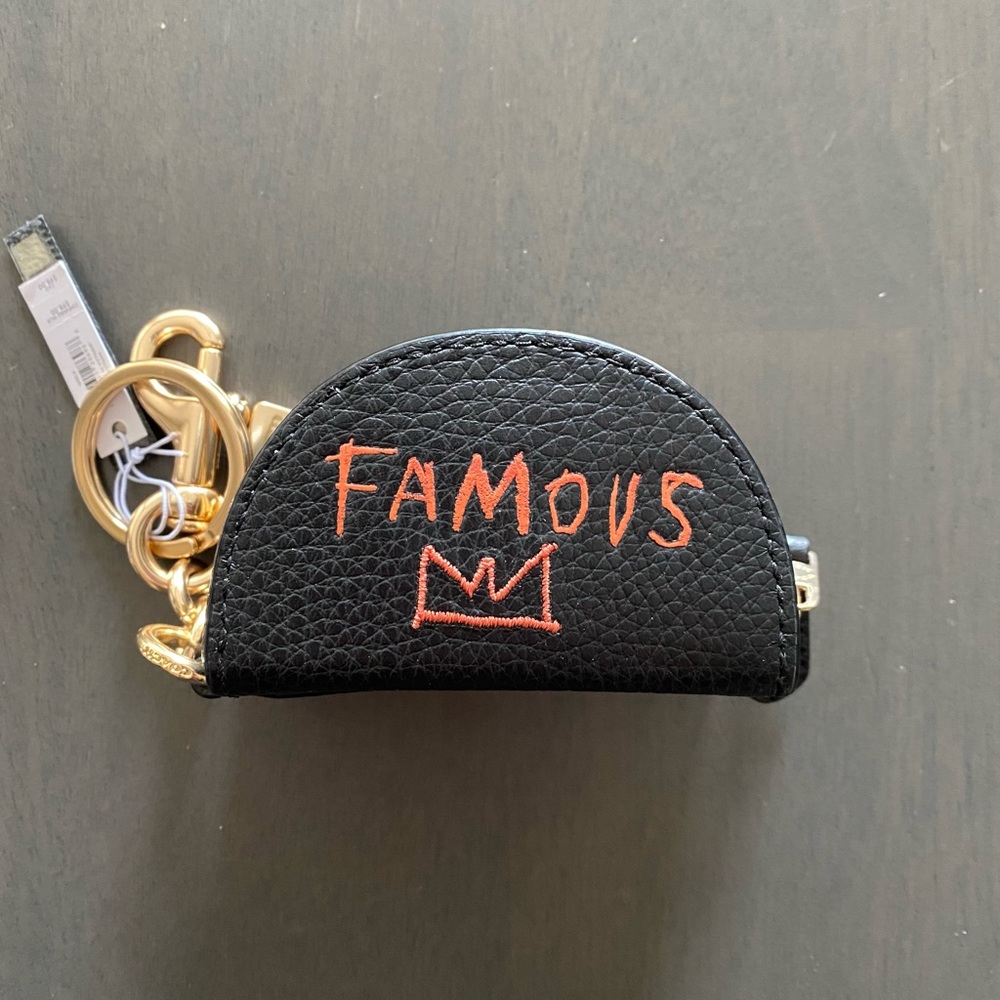 HOST PICK⭐️NWT Coach x Jean Michel Basquiat Mini Half Moon leather charm keyring